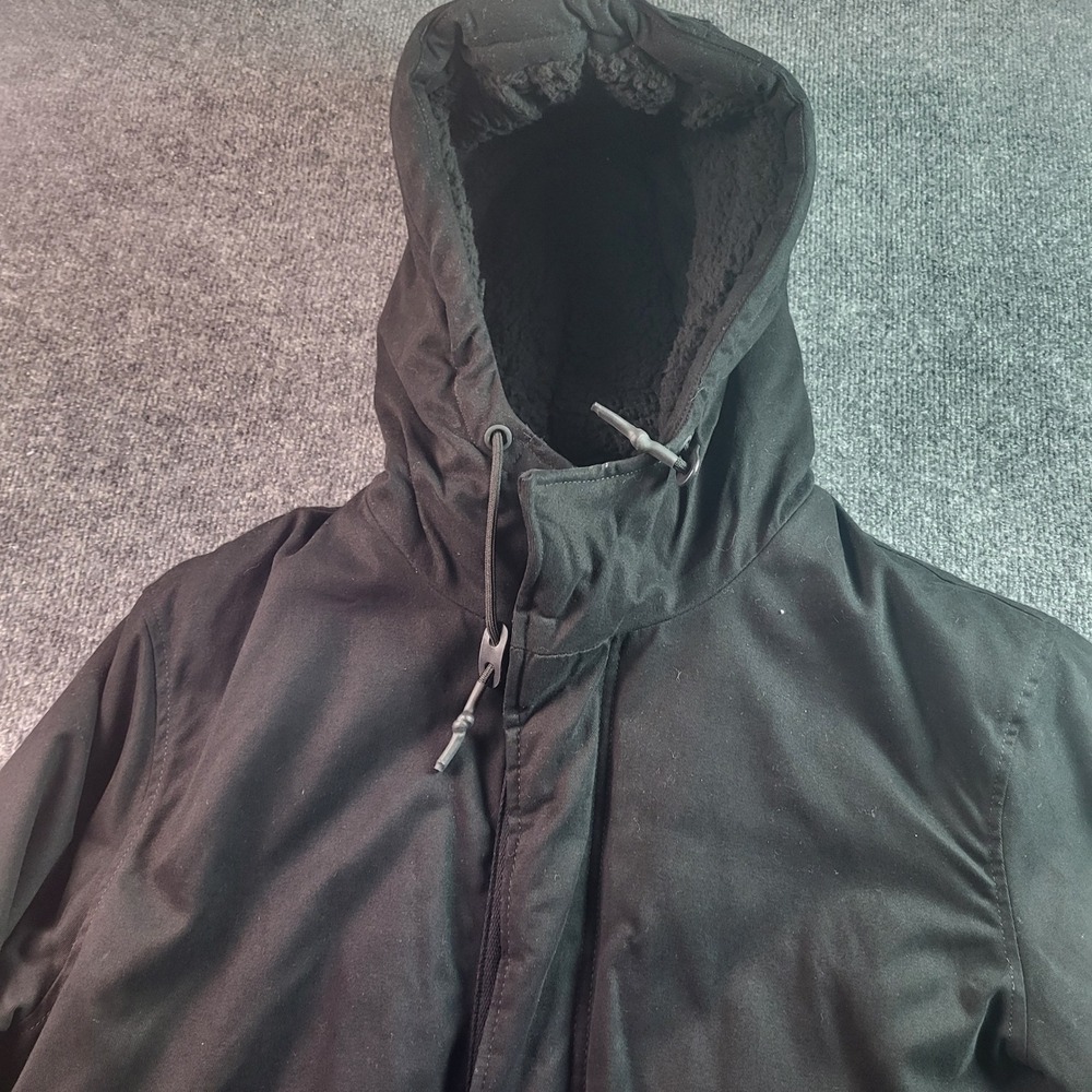Sinsay Mens Collection Black Hooded Sherpa Lined Winter Parka Coat L